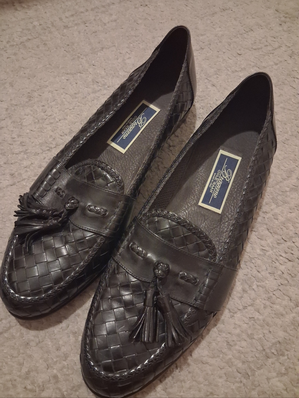 BRAGANO BY COLE HAAN BLACK ITALIAN LEATHER LOAFERS WORN ONCE
